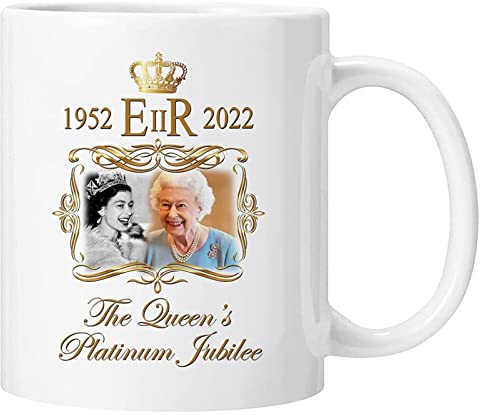 lembrd Queen Elizabeth II Gedenkbecher Queen Elizabeth II Platinum Jubilee 2022 Souvenir Tasse 400 Ml Handgefertigte Keramiktasse Queen Elisabeth II United Kingdom England Großbritannien Kaffee Tasse