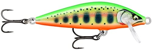 Rapala - Angelköder Countdown Elite - Angelzubehör aus Balsaholz - Süßwasser-Spinnköder - Sinkend - Lauftiefe: 0,9m - Größe: 5,5cm / 5g - Hergestellt in Estland - Gilded Chartreuse Yamame