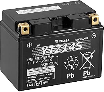 Batteria moto Yuasa YTZ14S AGM - Senza manutenzione - 12 V 11.2 Ah - Dimensioni: 150 x 87 x 110 mm compatibile con HONDA Transalp 700 C-ABS 680 2012