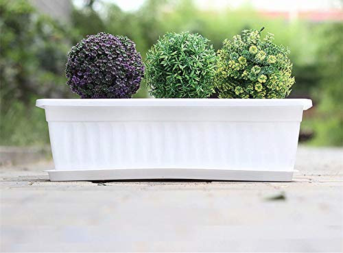 Jardinière rectangulaire en plastique pour rebord de fenêtre, terrasse, jardin, balcon, porche - Pot de Fleurs Extérieur - 48 cm - Blanc