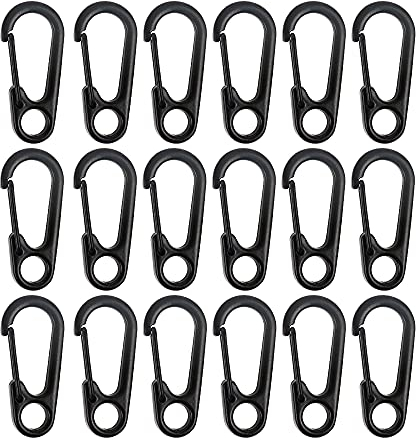 Mini Karabiner 20 Stück Karabinerhaken aus Zinklegierung Schlüsselanhänger Klettern Clips Snap für Klettern Wandern Bergsteigen Camping Hängende Woelbung (Schwarz | 31,3×14,3 mm)
