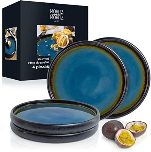 Moritz & Moritz 4x Set Complet de Vaisselle 21,5 cm - Set de Vaisselle en grès pour 4 Personnes comme Assiette à dessert, Assiette à gâteau, Assiette à déjeuner - Set de Service complet
