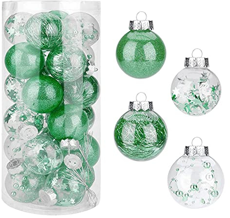 Baubles 24 Pcs 60mm Christmas Tree Decorations Balls Ornaments Set Large Green Shatterproof Hanging Balls for Xmas Hanging Decoration Party Festival Holiday Wedding Decors