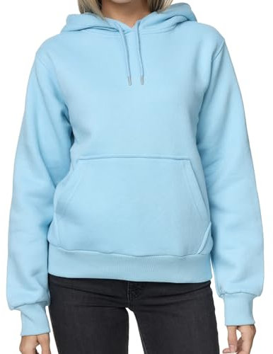 Smith & Solo Hoodie Damen – Kapuzenpullover Frauen Baumwolle Long, mit Kapuze Pullover Sweatshirt Rundhals, Slim Fit Freizeit Sport Langarmshirt, Hoodies Training - Pulli Streetwear (XXL, Hellblau)