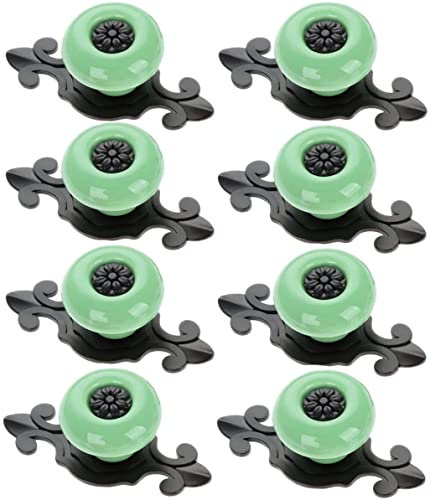 MayGreeny 8er Keramik-schrankknöpfe Vintage Schublade Zuggriffe Türknauf für Kommode Schrank Kleiderschrank Küche Kinderschrank, Keramik Möbelknauf mit Befestigungsschrauben (Grün-Schwarz)