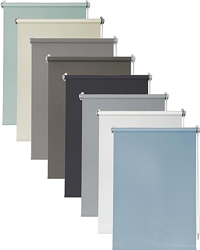 Deco4Me Thermo Verdunklungsrollo ohne Bohren (80 x 160 cm, Hellblau (Blackout)) - lichtundurchlässig & wärmeisolierend - Thermrollo, Abdunkelungsrollo, Klemmrollo Verdunkelung (Stoffbreite 76 cm)