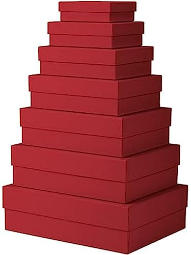 Rössler Papier 13411453360 - Boxline Geschenkbox mit Deckel, 7er Set Geschenkschachteln, Rot, Kartonagen rechteckig