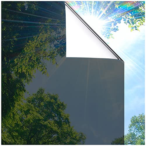 Coavas One Way Privacy Window Film, Heat Control Window Tint for Home, Sun Blocking Reflective Window Film See Out Not in, Anti UV Static Cling for Windows Office Door (Black, 17.5 x 78.7 inches)