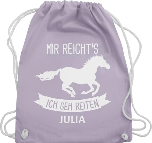 Turnbeutel Rucksack - Pferd Pferde - Mir reichts ich geh reiten - Unisize - Pastell Lila - tasche zum reit sachen für mädchen pferden gehe beutel pferderucksäcke pferdemotiv reicht s stoffbeutel