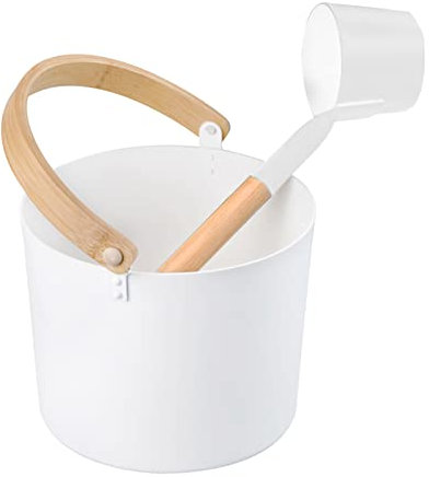 Lussuoso kit per sauna finlandese, accessorio essenziale per la spa con secchio in alluminio da 7 l, set di cucchiai con manico lungo, set di 2 accessori per la stanza del vapore