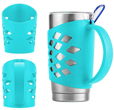 SHTCSZBA Handler pour gobelet de 591 ml, housse de protection antidérapante en silicone avec poignée pour tasse de voyage Yeti Rambler (591 ml, bleu)