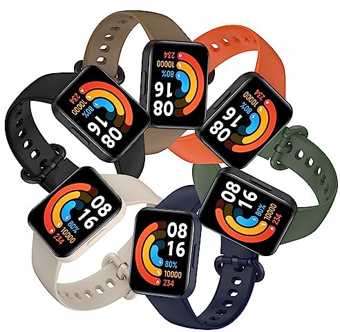 WindRen 6 PCS Armband kompatibel mit Xiaomi Mi Watch Lite 2 / Redmi Watch Lite 2, Ersatz-Silikon-Armband mit buntem Armband für Redmi Watch Lite 2