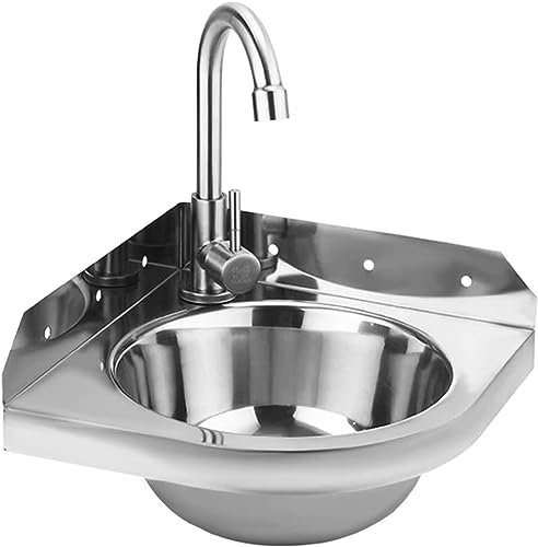 HDCCDM Waschbecken Aus Edelstahl Zur Wandmontage, Eck-Waschtisch-Dreieck, Mini-Dickes Hängendes Kunstwaschbecken, Wandhängend, Moderne Küche, Toilette, Garderobe