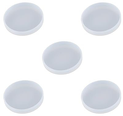 Lot de 5 moules en silicone ronde/carrés en résine pour dessous de verre à faire soi-même - 6 cm