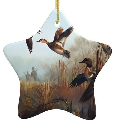 Weihnachtsschmuck Jagd Fliegend Wild Gedruckt Keramik Hängende Ornament Mit Goldschnur Porzellan Weihnachtsbaum Ornament Dekorationen