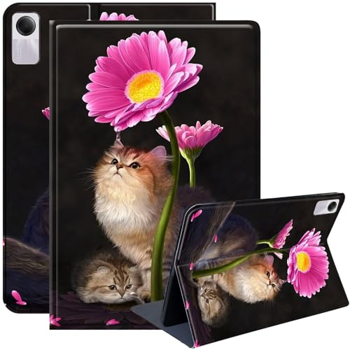 YEARN MALL Custodia a libro compatibile con Xiaomi Redmi Pad SE 11 pollici 2023 Slim Stand Cover Auto Wake/Sleep Cover per Redmi Pad SE, simpatico gatto