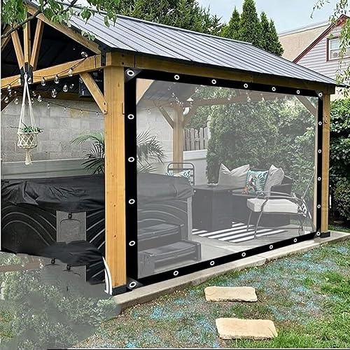 Zanotva Outdoor Vinyl Curtain Clear Tarp Panel, Pergola Side Panels Weather Resistant Vinyl Patio Enclosure Panels, for Garden, Patio, Porch (Size : 8x8ft/2.5x2.5m)