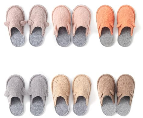 Lucky Sign Hausschuhe Kinder Gästehausschuhe für Kindergartenfreunde Kita mit Tiermuster - 6er set