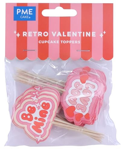 PME Valentines Cupcake Toppers - Retro Valentine (Pack of 24)