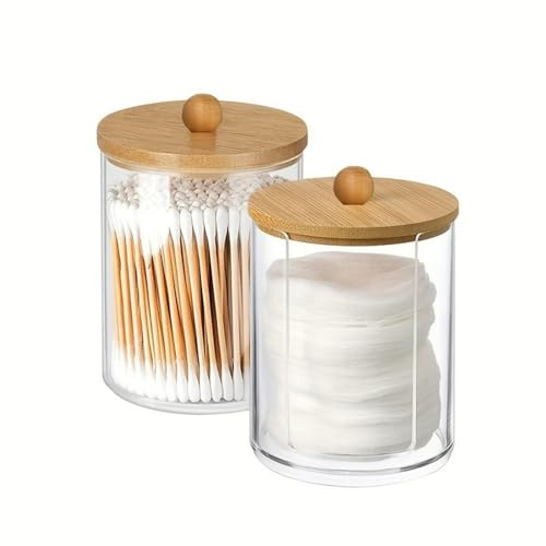 XINCHENG 2 Pezzi Porta Cotton Fioc e Dischetti Struccanti, Contenitori per Bagno per Tamponi Cotone, Stuzzicadenti, Batuffoli Cotone