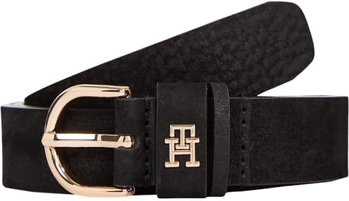 Tommy Hilfiger Damen Gürtel Essential Effortless 2,5 cm Nubuck Ledergürtel, Schwarz (Black), 95 cm