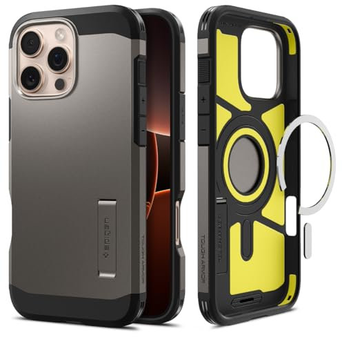 Spigen Tough Armor (AI) MagFit Case for iPhone 16 Pro Max, Compatible with MagSafe Accessories - Gunmetal