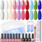 PEACECOLOR Gel Nail Polish Set with Lamp 6W, 10 Colours Gel Polish Set Base Coat Glossy and Matte Top Coat Manicure Nail Art Tools Nail Kits Full Set for Beginners Home Nail Art DIY