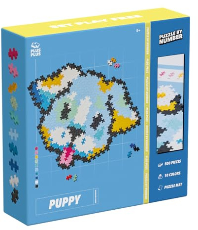 Plus Plus - Puzzle Kinder Welpe Zahlenpuzzle | Puzzle Ab 5 Jahre Für Mädchen | Puzzle Ab 5 | Spiel Ab 5 Jahre Oder Mehr | Puzzle Kinder | 500 Stück