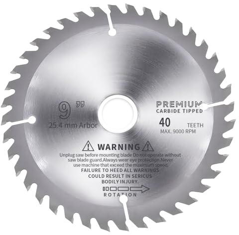 Skweawert 9-Inch（230mm 40T Circular Saw Blade Alloy Steel TCT ATB 25.4mm Arbor（Reduced Ring 20mm） Multifunction Woodworking Disc for Wood, Plastic, PVC, Acrylic, Plywood