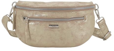 Flora & Co - Petit Sac Banane Imitation Cuir Suédine Irrisé Femme - Sac À Bandoulière Porte Épaule Croisé Ou Devant Poitrine - Chic Léger - Doré