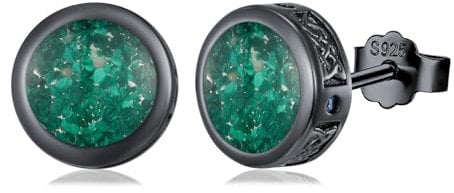 PARYFO Wikinger Ohrstecker 925 Sterling Silber Keltischer Knoten Wikinger Ohrringe Malachit Ohrstecker Schwarze Ohrstecker Wikinger Schmuck für Männer Frauen Jungen Mädchen Unisex