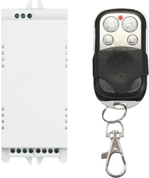 WallMall ® - Ricevente Interruttore Ricevitore Wireless RF 433 Mhz 4 Canali 220V Garage Tapparella Luci Pompe Irrigazione con Telecomando (Ricevente + 1 Telecomando)