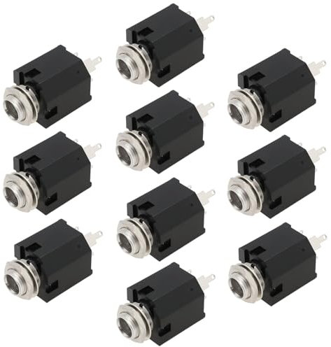 OTOTEC 10pcs Conectores Audio Cuadrados Estañados 3 Pines Verticales de 6,35 Mm con Tuerca Y Arandela Adecuados para Electrodomésticos Televisores Y Sistemas Estéreo