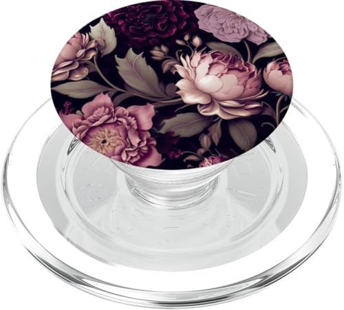 Stimmungsvolles Blumenmuster in Magenta und Altrosa PopSockets PopGrip für MagSafe
