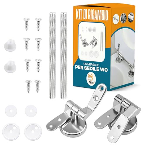 Cerniere WC Akitaink - Robuste, Antiruggine e Facili da Installare per Sedili in Legno, Resina o MDF, Cerniera Riparazione per Tavoletta del Water con Dadi