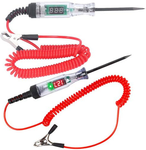 Lot de 2 testeurs de circuit de voiture avec pince crocodile - Lampe de test avec lampe de test et numérique pour voiture/camion, circuits, fusibles, interrupteurs