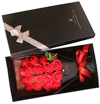 Beavorty 1 Scatola Scatola Rose Bouquet Garofani Fiori Artificiali Petali Di Rosa Da Bagno Per Vasca Ortensia Camera Mazzo Di Fiori Freschi Saponi Profumo Di Fiori Plastica Rosso