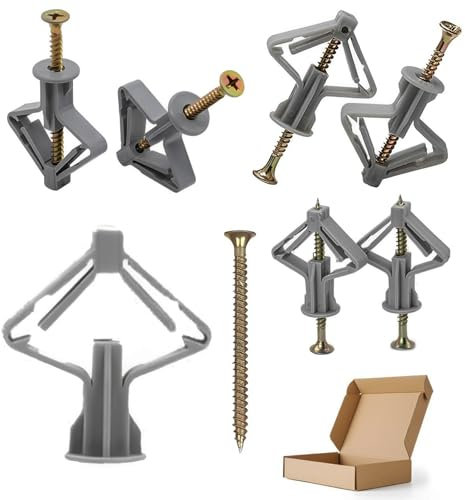 Set di 20 tasselli per cartongesso e viti, tasselli per cartongesso, viti e tasselli per cavità, tasselli autoforanti per cartongesso, parete cava, cartongesso