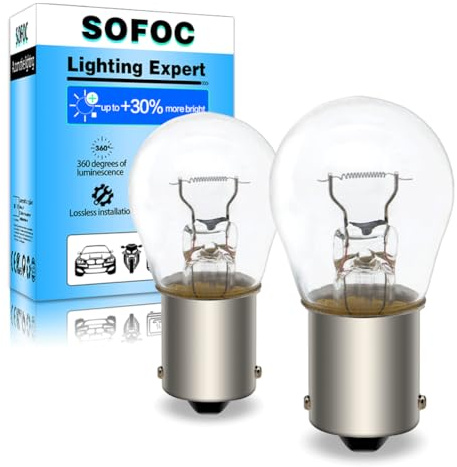 SOFOC P21W 24V 21W BA15S 1156 Warmweiß Rückfahrleuchte Signalleuchte Nebelleuchte 180°-Stift Einfachkontakt/Strahl Bajonettsockel S25 Birne 2Stk