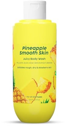 Pineappl.e 5% Lactic Acid Exfoliating Body Wash For All Skin Types, Paraben-Free Shower Gel, For Dry, Rough & Strawberry Skin, 236 Ml