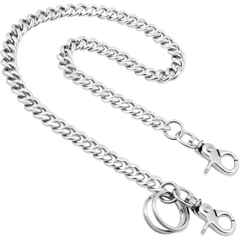 Kehierr Schlüsselkette, Edelstahl Geldbörsenkette Herren Damen | 23 Zoll Hosenkette Mit 2 Schlüsselringe，Gürtelkette ，Kette für Jeans