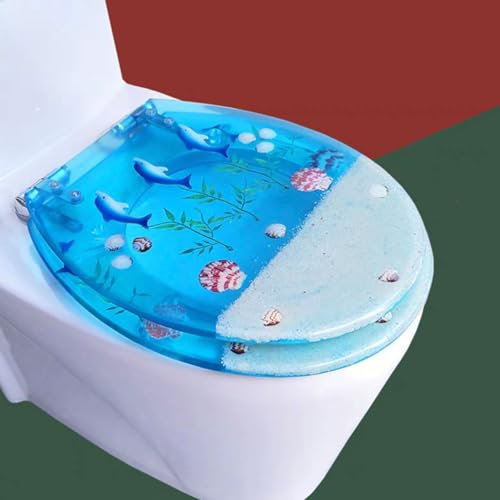 Serenitison Abattant de WC résine,avec softclose Fonction et Quick Release Système,Siège De Toilette Transparent,Abattant WC avec Frein De Chute,Effets 3D,Résistant aux Rayures,Résistant à l'usure