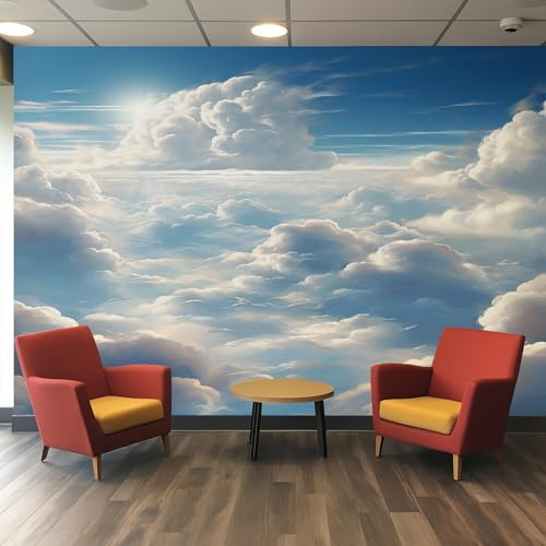 Générique Papier Peint Panoramique Ciel Fantastique - Papier Peint Ciel Bleu Nuages Blanc - Deco Chambre Salon - Fresque Murale - Wallpaper - 310x250 cm B176