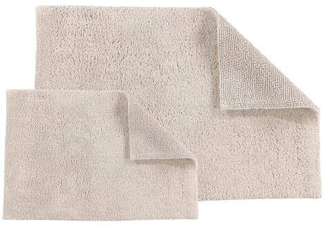 Schöner Wohnen Kollektion Badteppich einfarbig beige Set aus 40x60cm & 67x110 cm – Badematte rutschfest - Badteppich waschbar – Badezimmer Duschvorleger Trockner geeignet
