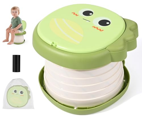 Apritsce Kinder Töpfchen, Tragbare Klapptoilette für Kinder, Töpfchen Unterwegs Kinder, Outdoor Toilettensitz Ab 1 Jahr Reisetöpfchen mit 15 Ersatzbeuteln 23.5 × 20 CM