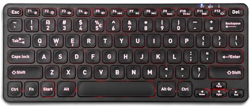 Perixx PERIBOARD-832RGB Kabellose Mini-Tastatur mit RGB-Hintergrundbeleuchtung, bis zu 3 Multi-Geräteverbindungen, Schwarz, US-Englisch