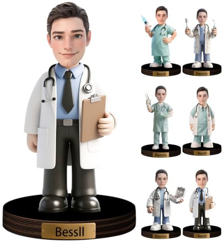 Personalisierte medizinische Figuren Trinket Karikatur Portrait Schreibtisch Name personalisierte Chirurgie Scrubs Portrait Skulptur Ornament Acrylplatte Doktor Wertschätzung Geschenk Büro Tisch