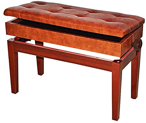 SnamicE Klavierbänke für 2 Personen, höhenverstellbar, gepolstert, mit Kissen, auch als Schuhhocker für Wohnzimmer oder Eingangsbereich geeignet, weiß, braun,Brown