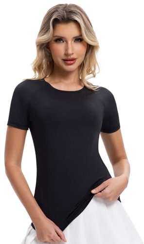 Homord Sportshirt Damen, Weichem Sport T-Shirt Atmungsaktiv Funktionsshirt | Laufshirt Sommer Sportoberteil Wandershirt Fitness Oberteile für Gym Laufen Workout