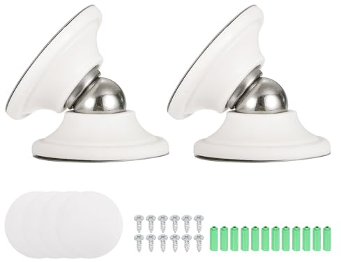 sourcing map 2Pcs Magnetic Door Stopper,Door Catch Holder,(2,White) | RV Floor Mount Bottom of Door Catch Holder, Adhesive Wall Protector with Screws for Living Room, Bedroom, Travel Trailer